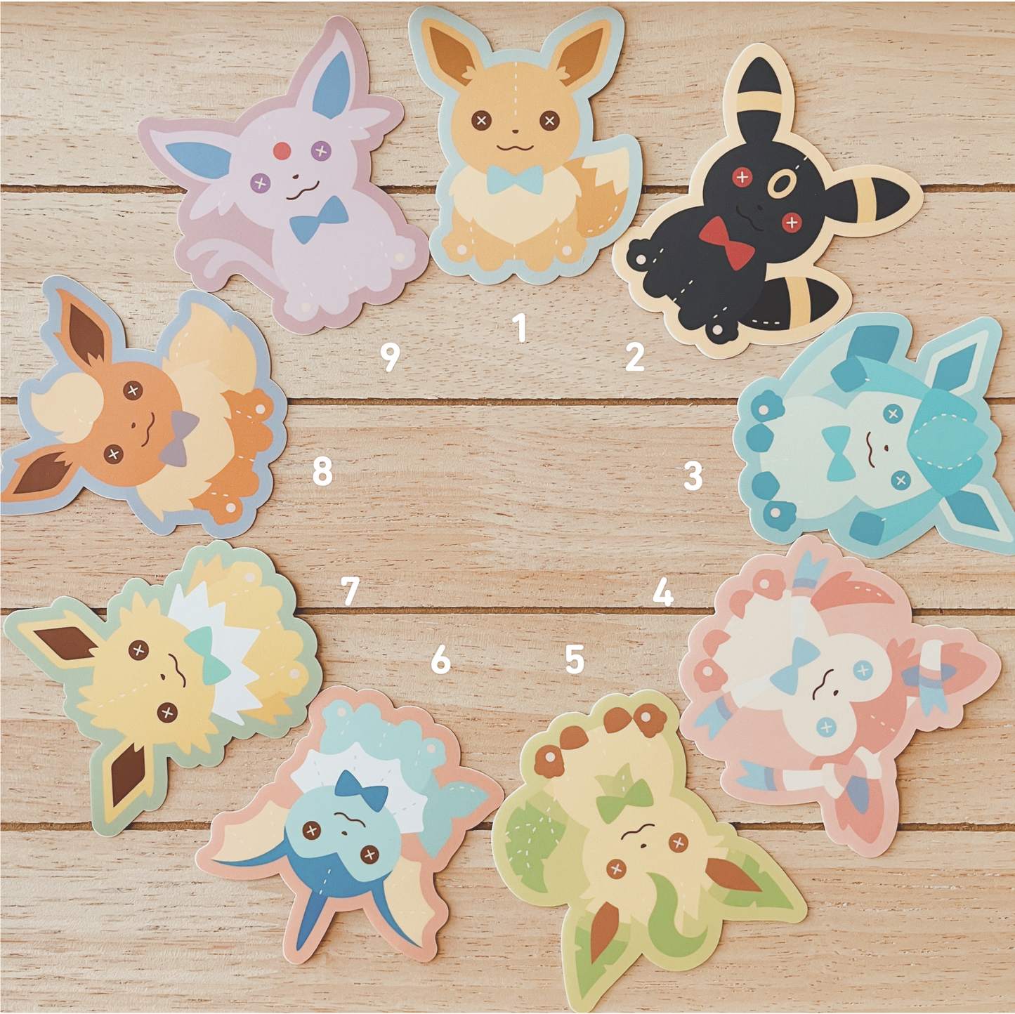Eeveelution Plushies: Vinyl Stickers