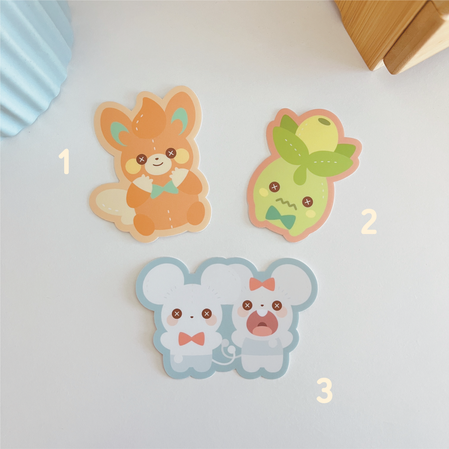 Pawmi, Smoliv, and Tandemaus Plushies: Vinyl Stickers