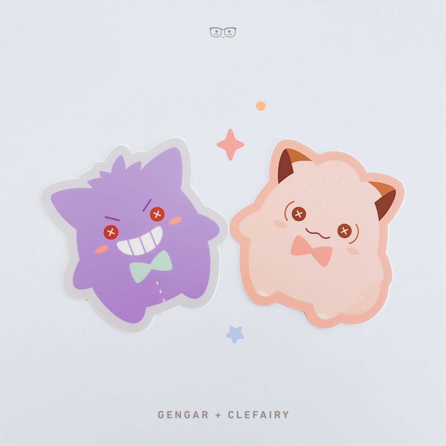 Gengar + Clefairy Plushies: Vinyl Stickers