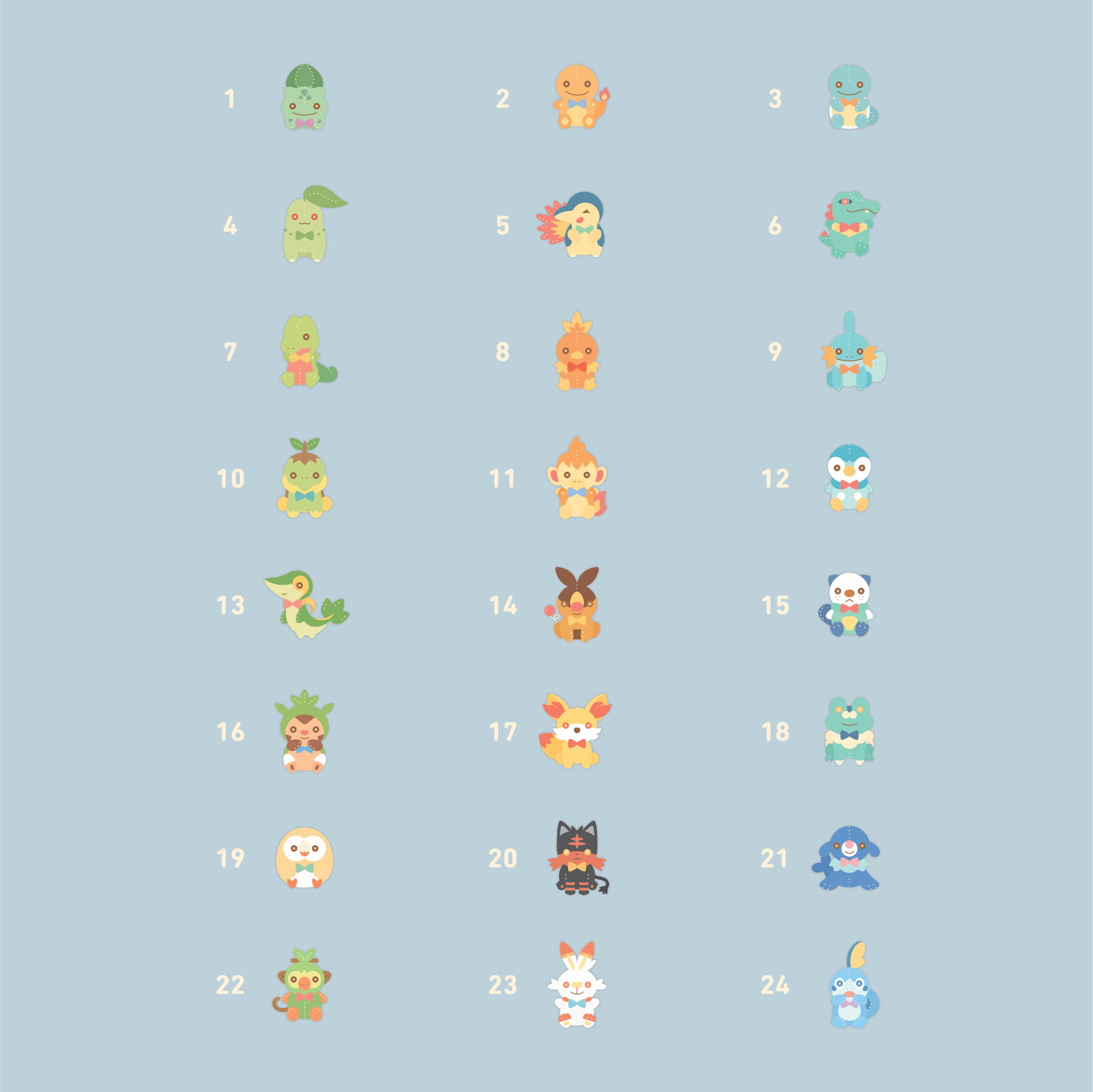 Starter Plushies Gen 01–08: Art Prints